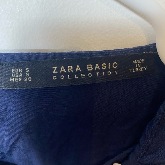 Zara Basics Long Sleeve Blue Blouse With Beads on Sleeve Size Small - Picture 6 of 12